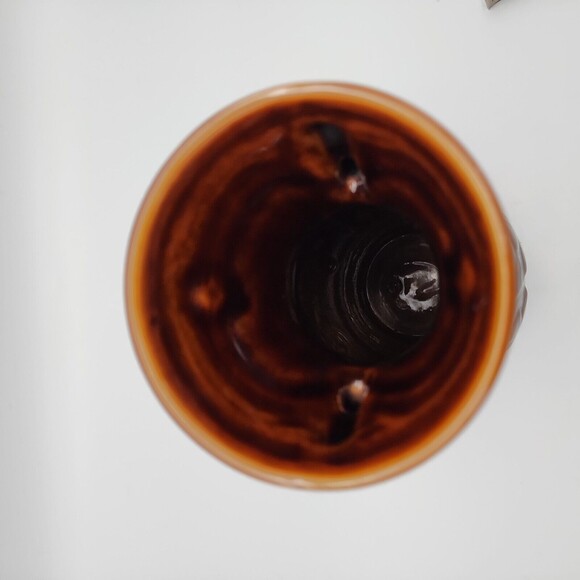 Mysterious Mold Cast Stoneware Brown Glaze Pottery Wine Decanter Monks with Flag - Picture 5 of 12